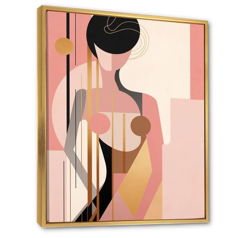 Designart "Sensual Elegance Art Nouveau Woman Pink And Gold" Woman